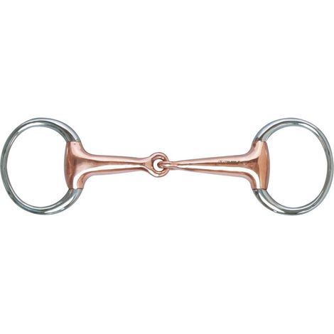 13,5 cm: Morso oliva in acciaio inox vuota ad anelli snodato con imboccatura in rame 20 mm