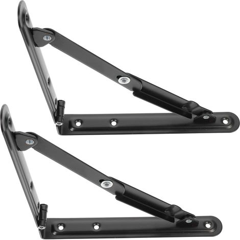 Set di 2 robuste staffe da parete pieghevoli nere - Staffe per mensole per riporre oggetti risparmiando spazio, montaggio su tavolo per cucina, garage o camera da letto