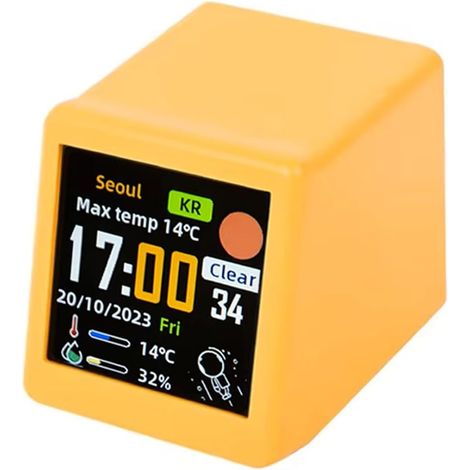 Horloge météo animée de bureau WiFi transfrontalière, cadeau original et décoratif, station météo multifonctionnelle (1/4)