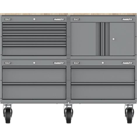 Sealey APMSCCOMBO5 Superline PRO Storage System with Rubber Wood Worktop 1.36m