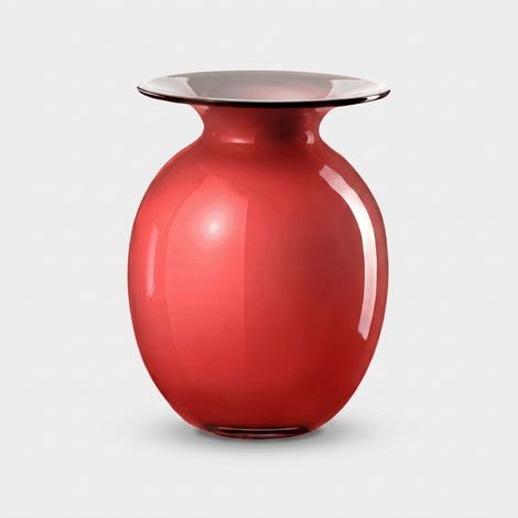 Vaso decorativo in vetro artigianale Bombetta 25 - Rosso (1/2)