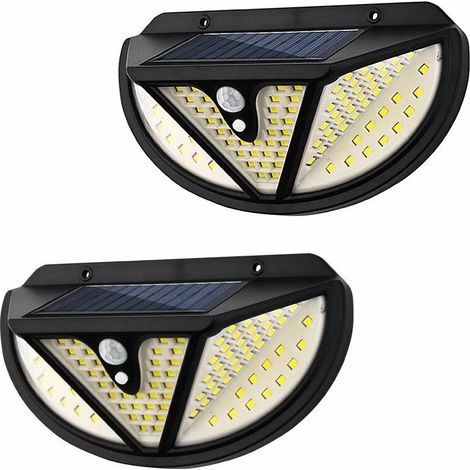 Applique murale, 2 appliques solaires extérieures, lampe murale à induction imperméable au corps humain, lampadaire de jardin 118led (1/5)