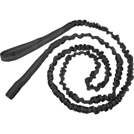 Corde de remorquage pour vélo, robuste et élastique, absorption des chocs, utilisation rapide, boucles en alliage, nylon, pour un soutien optimal. Corde de traction noire pour vélo. (1/5)