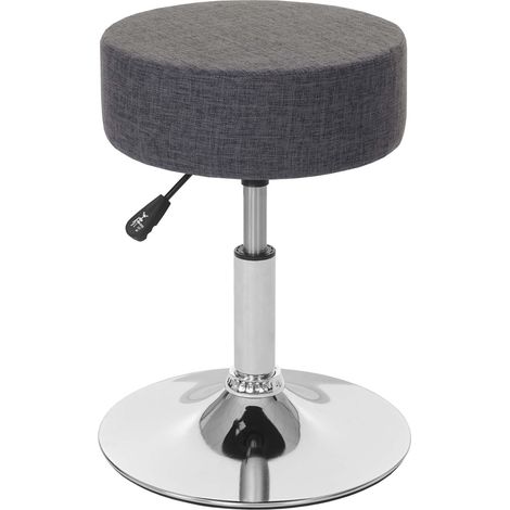 [NEUWERTIG] Hocker HHG-173, Sitzhocker Schminkhocker, höhenverstellbar Ø 35cm Textil, grau