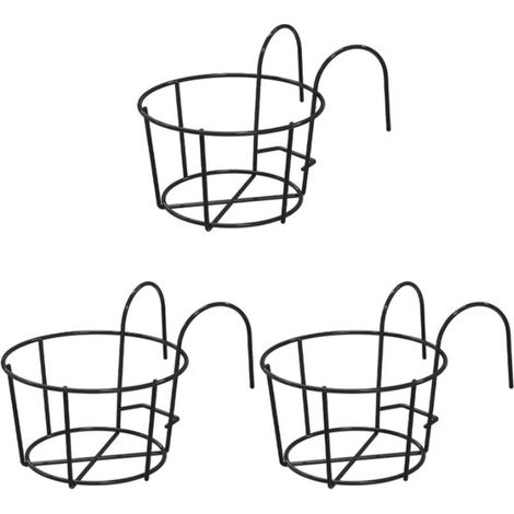 3 teilig Pflanzenampeln Pflanzenhalter Hängender Blumentopf Blumenampel für drinnen 16 x 9,5 cm Wandring Blumentopfhalter schwarz Metall für Balk (1/5)
