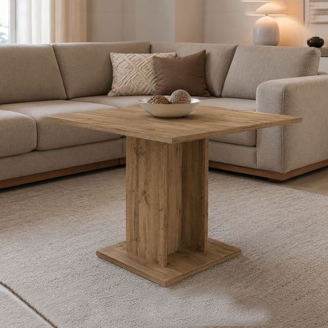 Mesa Fija Litasili, 4 Plazas, Forma Cuadrada, Tono de Madera Roble Oscuro, 80x80x74h cm, Marrón Roble Oscuro (1/3)