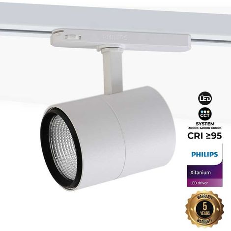 Spot LED sur rail triphasé CCT 42W - CRI 95 - Driver Philips - Blanc (1/5)
