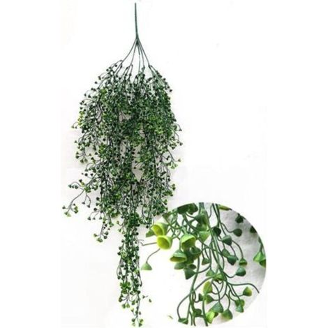 One plus one 2pcs artificiels Suspendus Fleur Plante Faux rotin Saule Fleur de Vigne Maison Jardin décoration Murale Artificielle Suspendue Plante Fleur (Vert) (1/5)