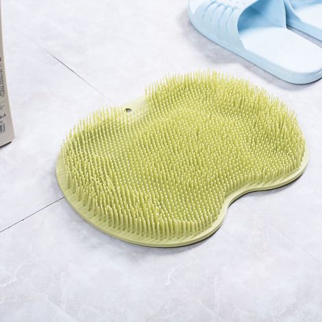 Brosse de massage pour le dos et les pieds avec ventouse, tapis de pieds en TPR vert, idéale pour les personnes paresseuses. (1/5)