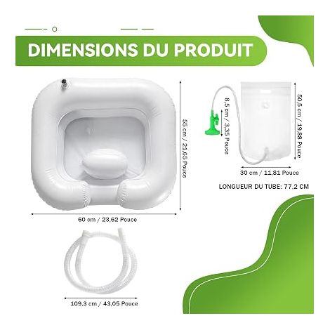 Lavabo à Cheveux Gonflable avec Pommeau de Douche et Sac à Eau – Bac à Shampoing Portable pour Domicile, Bassin Gonflable pour Laver, Personnes, Femmes et Seniors (1/4)