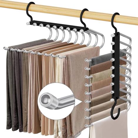 Lot de 2 Cintres 9 étages Acier inoxydable Antidérapants Pliables Organisation Placard (1/5)