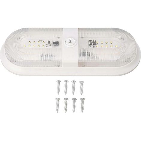 Plafonnier LED à double dôme 560 lm avec interrupteur pour camping-cars, caravanes, 10 à 24 V