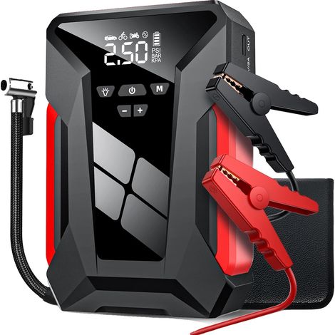 Démarreur de voiture, batterie 10000mAh, compresseur d'air 150PSI, 10000mAh (1/2)