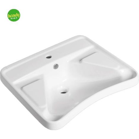 Lavabo sospeso per disabili in ceramica bianca cm 66x57 Handyfaidate (1/2)
