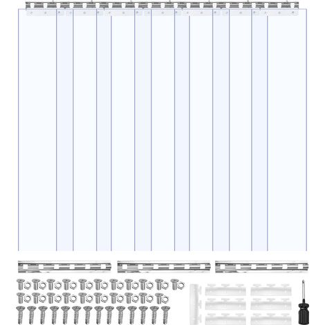 Vevor – Rideau à lanières en PVC 107 x 213,4 cm – Lot de 7 bandes transparentes – Épaisseur 2 mm pour portes de garage et chambres froides