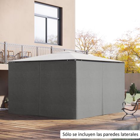 4 pareti laterali per gazebo 3,5x2 m con 48 ganci e anelli a C per pergola, gazebo, grigio chiaro