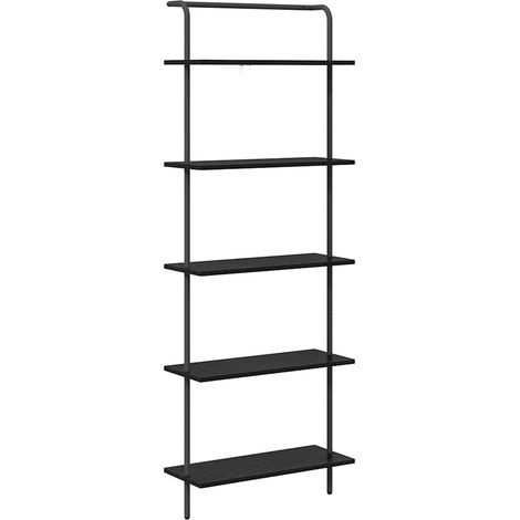 Estante de libros 5 niveles 60 x 24 x 168 cm Roble Negro vidaXL (1/5)