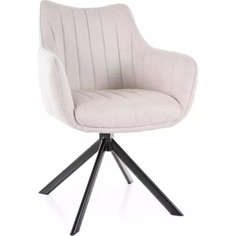 Chaise pivotante en tissu velours beige et structure métal noir mat SWOP (1/5)