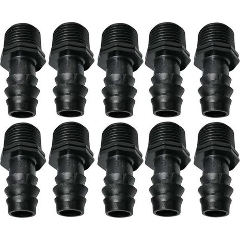 Schlauchverbinder mit Widerhaken für 16-mm-Tropfschläuche – 10er-Packung mit 1/2″-Gewindefittings aus robustem Kunststoff (1/5)