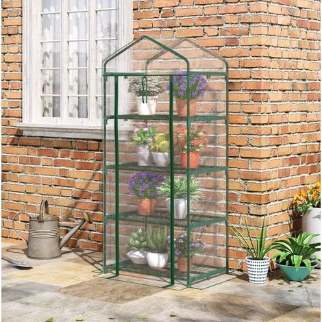 Mini-Gewächshaus 70x50x160 cm aus Stahl, transparent, mit 4 Ablagen – MEUBLIV (1/5)