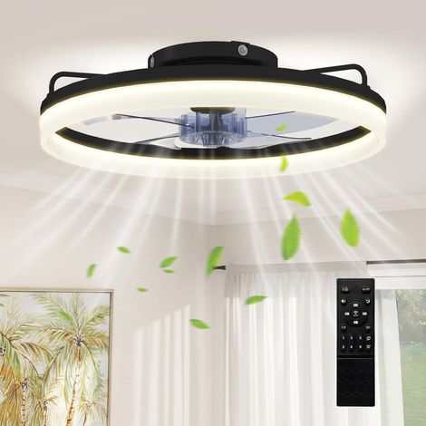 Ventilateur de plafond avec lumière et télécommande, ventilateur LED de 50 cm avec 3 couleurs d'éclairage, 6 vitesses, minuterie et variateur (1/5)
