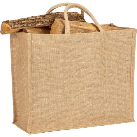 1 Sac Cabas en Toile de Jute, 29L, Doublure Polypropylène, Poignées Ergonomiques, Marché Bureau