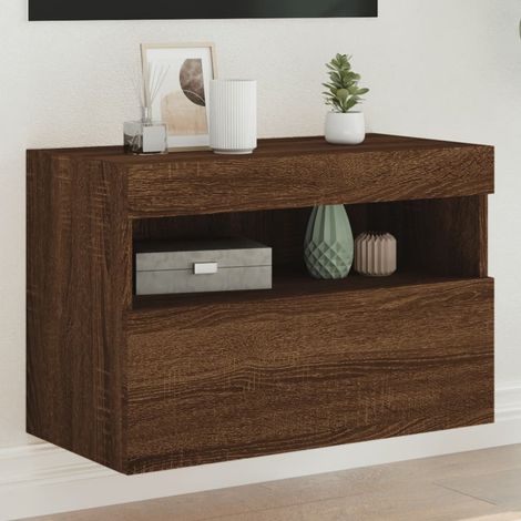 TV-Wandschrank mit LED-Leuchten Braun Eichen-Optik 60x30x40 cm (1/5)