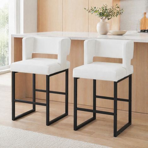 Set di 2 sgabelli da bar bianchi e neri, seduta imbottita 91,4 cm DESVIAE (1/5)
