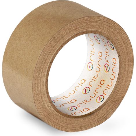 OFITURIA Cinta Adhesiva Ecológica de Papel Kraft color Marrón. Cinta de Carrocero para Embalaje, Enmarcar Cuadros o Sellar. Empaquetado Seguro y Resistente (48 mm x 80 mts - Kraft, 1 Rollo) (1/5)