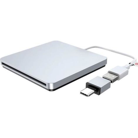 Lecteur Cd Dvd Externe - Usb Type C - Slot-In - Ultra Fin - Compatible Mac Windows - 14 x 13,7 x 1,4 Cm - 1 Pièce (1/4)