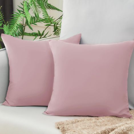 Housse de coussin pour canapé 40x40 Rose Doux Lot de 2 Taies d'oreiller en microfibre 40x40 Housse de coussin pour oreiller 40x40 cm Résistant Hypoallergénique (1/5)