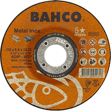 Disco abrasivo in acciaio inox 115x6,4mm 3921-115-t27-im bahco