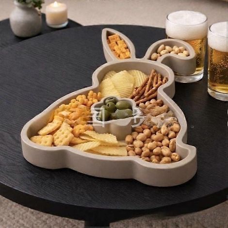 1 piècePlateau décoratif en forme de lapin, plateau lapin, décoration de Pâques, assiette pour fromage et autres aliments (1/2)