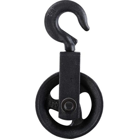 Roue de Poulie 100mm, Poulie Noire, Capacité de Chargement 160KG, Bloc de Poulie de Corde de Roue à Main Suspendue avec Crochet pour Échafaudage et Construction Lefou (1/5)
