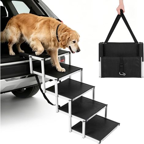 dog stairs foldable car stairs up to 70 kg dog ramp for dogs heavy duty aluminum frame portable ladder with non-slip for dogs with problems (1/5)