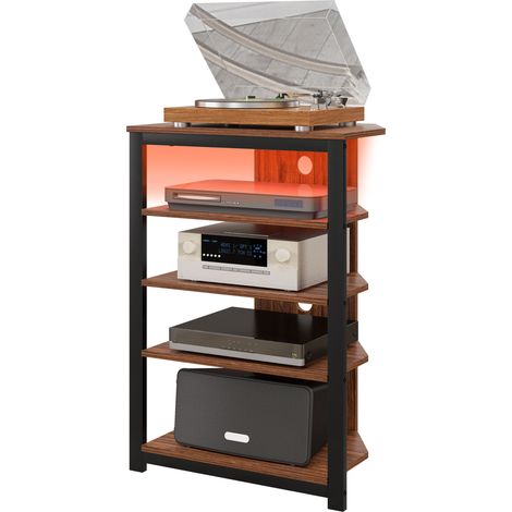 4-Tier Corner TV Stwith Storage, LED Lights, Cable Management, Small TV Unit Entertainment Centre for TVs up to 29", for Living Room, Bedroom (1/5)