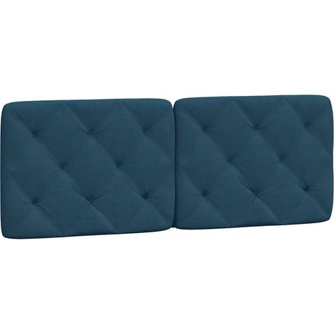 Coussin de tête de lit bleu 140 cm velours
