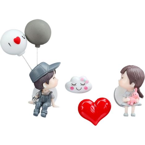Figurines d'action de Couples de dessin animé mignon, ornement de voiture, désodorisant d'aromathérapie, décoration de tableau de bord (1/5)