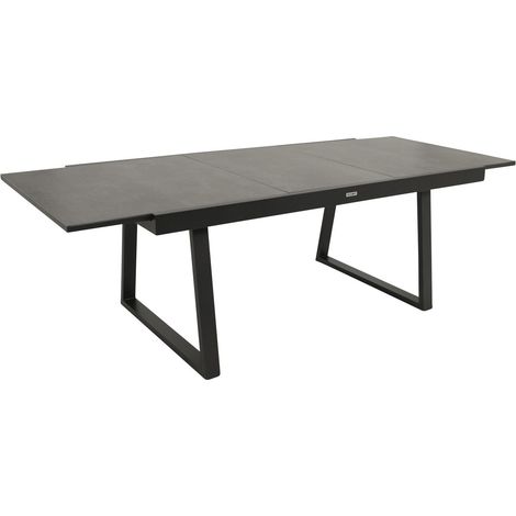 REIMS: Ausziehtisch 180/240x100cm rechteckig, Gestell Aluminium, Tischplatte Glas in Keramikoptik