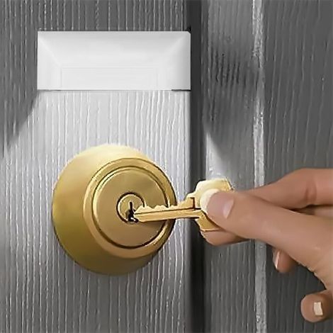 RHG Lampe de porte infrarouge avec détecteur de mouvement 4 LED à coller n'importe où, fonctionne avec des piles - Blanc