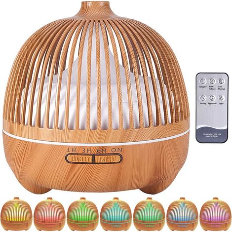 Essential Oils Diffuser, 550ml Ultrasonic Humidifier Aromatherapy Diffuser with 7 Colors Electric Aromatherapy LED Lights, Super Quiet, Home, Office, Bedroom, Spa