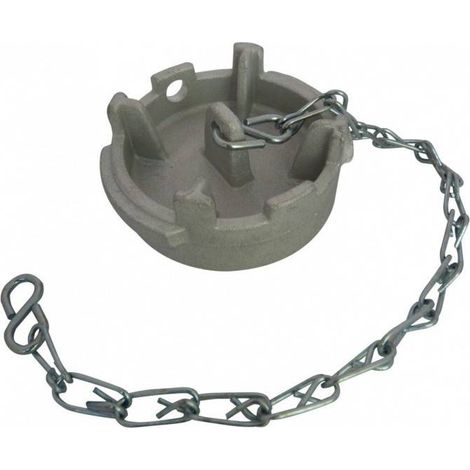 Bouchon plat symétrique Guillemin, pompier, type irrigation cadenassable, avec chaînette, en inox DN 80