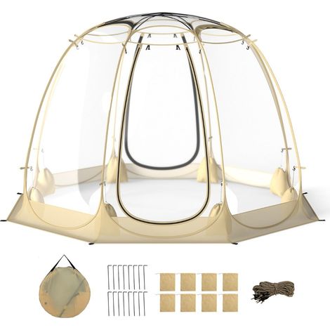 Tenda a bolla pop-up 265 x 265 x 190 cm resistente alle intemperie ideale per 5-6 persone design beige in pvc 200014272