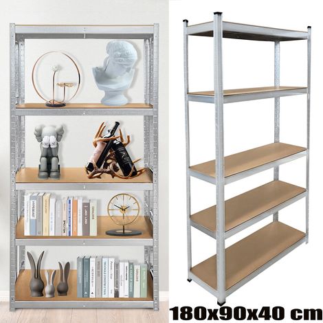 Etagère de garage sans boulons 5 niveaux 180x90x40cm Etagère de stockage à crémaillère