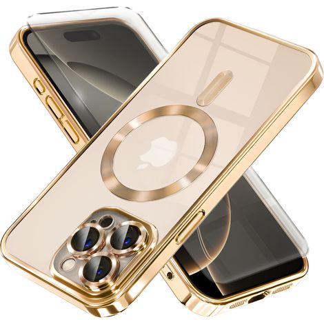 Funda para iPhone 11 Pro Max, Electro MagSafe, color dorado + protector de pantalla (1/5)