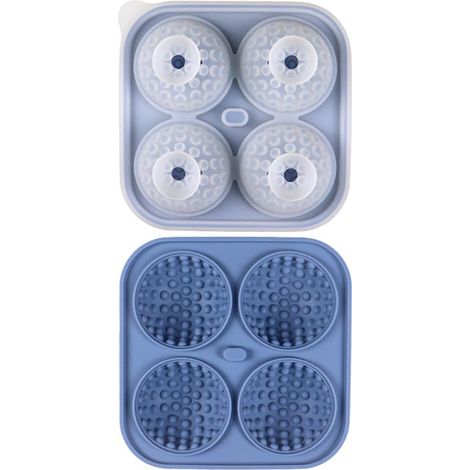 Moule à glaçons compatible avec les balles de golf - Grand moule à glaçons compatible avec le whisky et les cocktails, moule en silicone à 4 trous, bleu marine (1/5)