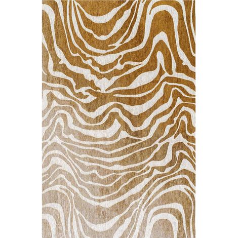 Tapis intérieur extérieur jacquard antidérapant zèbre jaune - 80 x 150 cm (1/5)