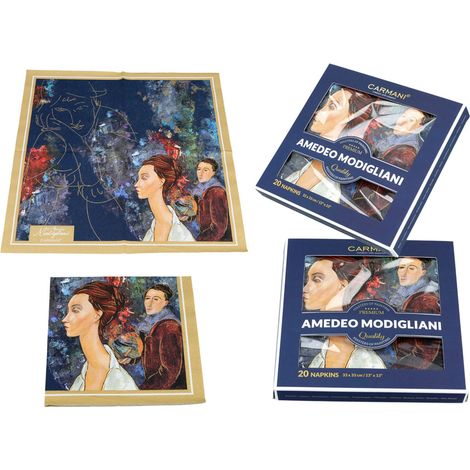 Tovaglioli di carta 20 pezzi - A. Modigliani, Donna con cappello e Mario Varvogli (carmani)