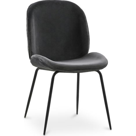 Dining Chair - Upholstered in Velvet - Retro - Elias Dark grey (1/5)