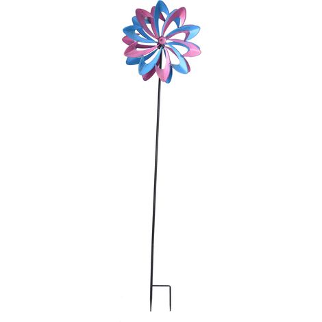 Moulin à vent double couche en métal pour décoration extérieure, jardin, pelouse, girouette tournante. (1/5)